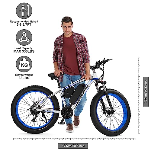26''Electric Bike for Adults with 48V 13Ah Removable Battery,750W Fat Tire
